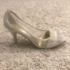 Nina Ivory Peep Toe Pump (Cinderella Shoe)